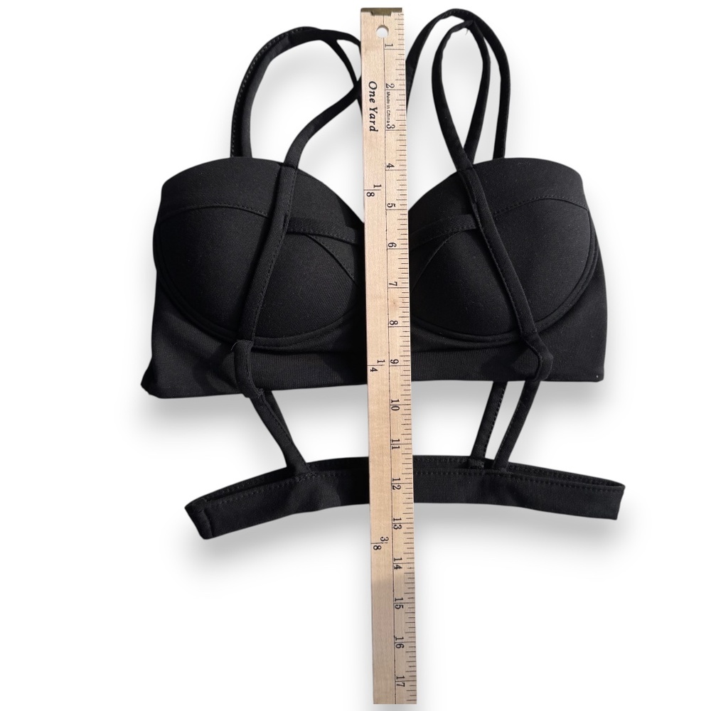 SHENMIN Black Strappy Bustier Bralette Crop Top - Picture 7 of 7